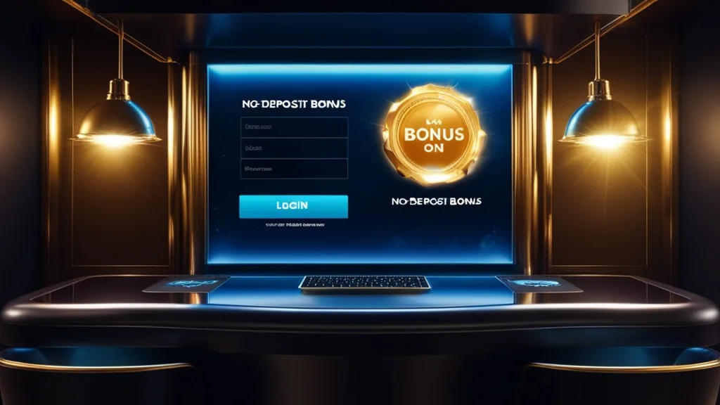 Bonusfeld mit Codeeingabe und No-Deposit-Hinweis in dunkler Casino-Atmosphäre