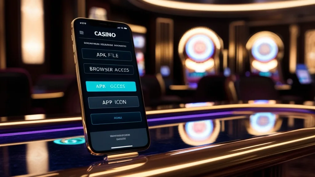Smartphone zeigt verschiedene mobile Zugriffswege im Casino-Kontext