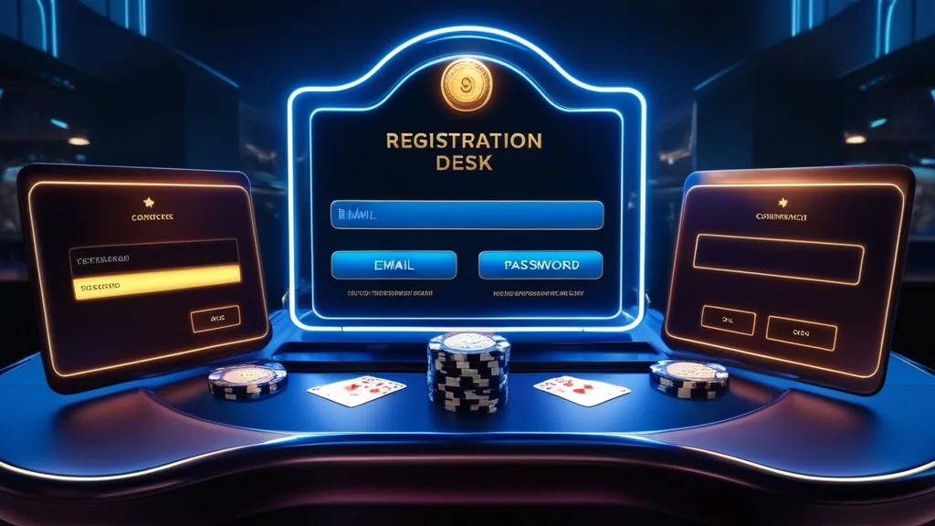 Casino-Registrierungsformular mit Neonlicht und Eingabefeldern